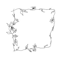 Frame for inscriptions, announcements, invitations, congratulations. Linear drawing, sketch.