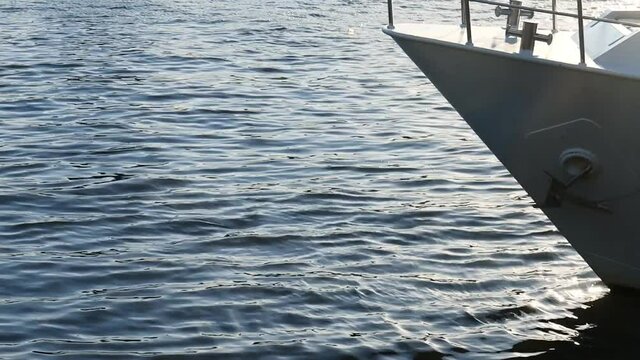 A boat floating in the river. 