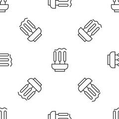 Obraz premium Grey line Burning aromatic incense sticks icon isolated seamless pattern on white background. Vector