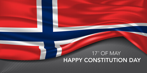 Norway happy constitution day greeting card, banner with template text vector illustration