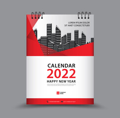 Cover calendar 2022 year template vector illustration, Poster design, corporate template, Business flyer, brochure cover, Annual report cover, Book cover, Magazine, creative idea, Polygon Red abstract