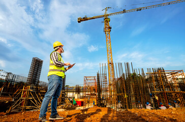 Engineer Consultant or Project Planning Supervision Engineer Checking inspect the construction and...