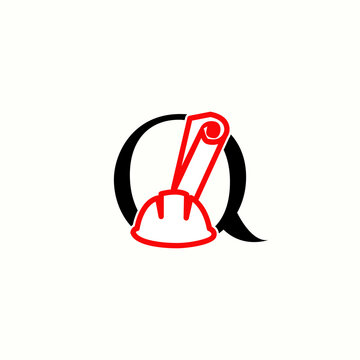 Logo Letter Q With Icon Civil Engineering Vector	