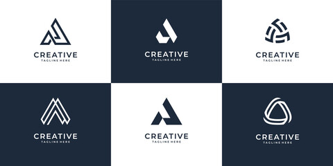 Set of letter A logo design bundle vector collection