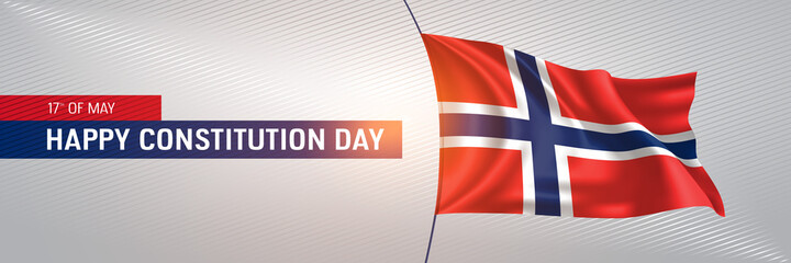 Fototapeta premium Norway happy constitution day greeting card, banner vector illustration