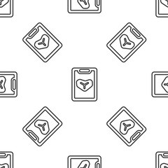 Grey line Restaurant cafe menu icon isolated seamless pattern on white background. Vector