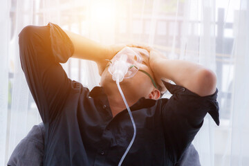 Work Hard and Workaholic Concept, businessman stress at work, personal working with laptop in the...