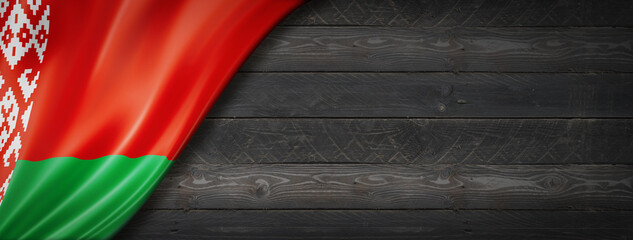 Belarus flag on black wood wall banner