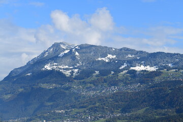 panoramic view of european mountains in Liechtenstein
