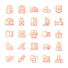 Set of Medical icons with gradient style.