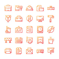 Set of Work icons with gradient style.