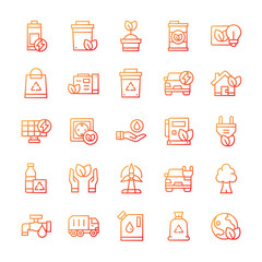 Set of Environment icons with gradient style.