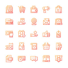 Set of Shopping icons with gradient style.