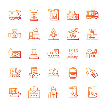 Set of Oil industry icons with gradient style.