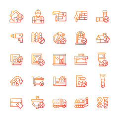 Set of Home Renovation icons with gradient style.