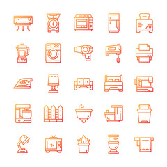 Set of Household icons with gradient style.