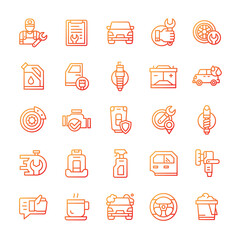 Set of Car Service icons with gradient style.