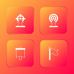 Set Target, with arrow, Flag and icon. Vector