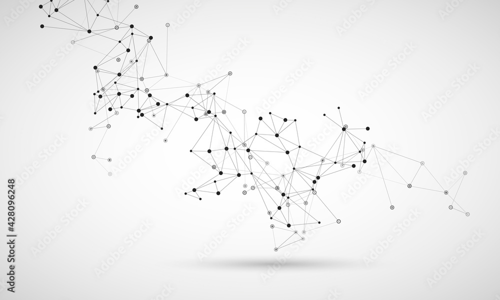 Poster line shapes concept technology. communication polygonal design. vector structure abstract illustrati