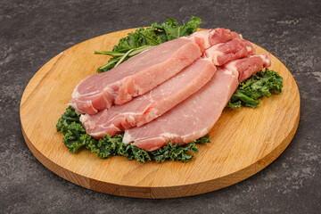 Raw pork steak for cooking