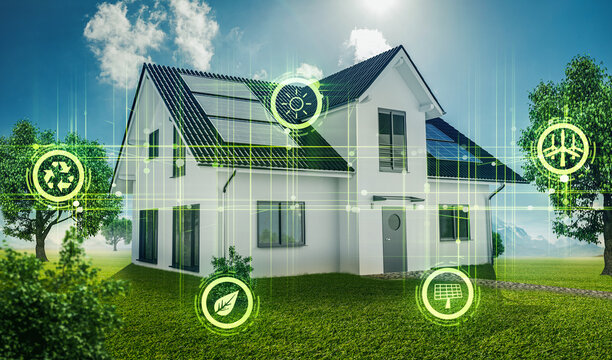 Haus Erneuerbare Energie  Solar Energie Wind Energie
