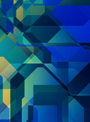 Layers of colorful and vibrant geometrical shapes. Digital illustration of a tech layout. Futuristic design template.