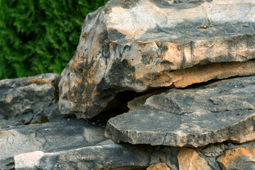 composition table site mountain stones green background