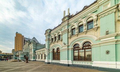 Fototapeta na wymiar Riga railway station (until 1930 — Vindavsky, until the mid−1930s — Baltiysky, until 1946-Rzhevsky)