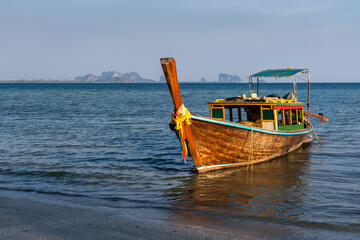 long tail boat at beach in Thailand.