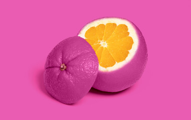 Weird pink sliced orange isolated
