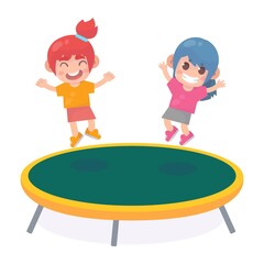 Children jumping on trampoline 