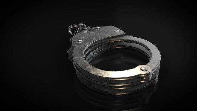 - Metal Handcuffs - rotation - 3d animation model on a black background