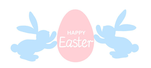 Easter background with eggs, rabbit. Happy Easter banner. Template design for greeting card, postcard, header for website, wallpaper, poster. Holiday modern frame. Vector stock illustration