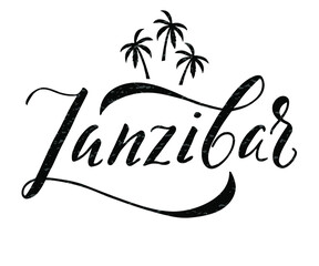 Zanzibar word text card, banner script. Beautiful typography inscription greeting calligraphy poster. Handwritten design modern brush lettering, isolated vector - obrazy, fototapety, plakaty