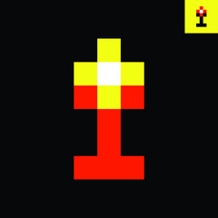 Obraz premium Letter I and Plus sign monogram logo design in Pixel Art style. Vector logo in red, yellow, and white. Eps 8.