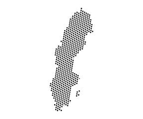 Abstract map of Sweden dots planet, lines, global world map halftone concept. Vector illustration eps 10.