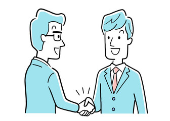 ベクターイラスト素材：握手をする2人の男性、ビジネスシーン
