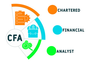 CFA - Chartered Financial Analyst  acronym. business concept background.  vector illustration concept with keywords and icons. lettering illustration with icons for web banner, flyer, landing