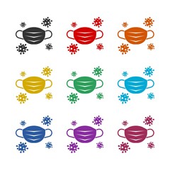 Face Mask Icon Isolated On White Background color set