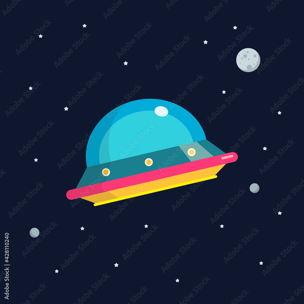 Canvas Prints ufo spaceship flat design