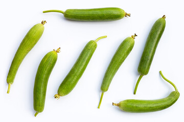 Fresh green sponge gourd or luff on white