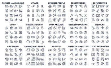 240 modern thin line icons. High quality pictograms. Linear icons set of Award, Business People, construction, etc symbol template for graphic and web design collection logo vector illustration