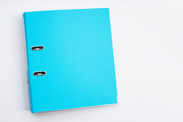 Blue office folder on white background.