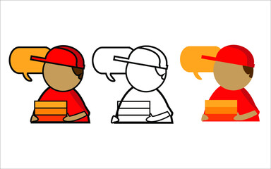 Set of Food Delivery Related Vector Icons. Contains Icons like Courier, Food Box, Contactless Delivery, fast food and more.	
