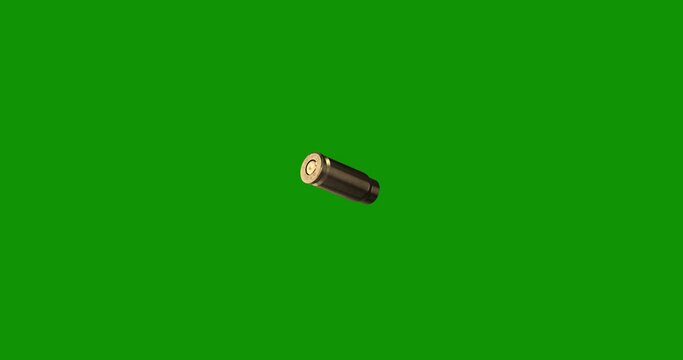 25mm Bullet Shell Spinning In Green Screen