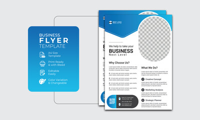 Latest Business Flyer Layout with Blue Gradient color Accents 