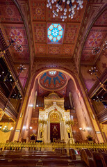 Interior view and decoration of the central Budapest synagogue