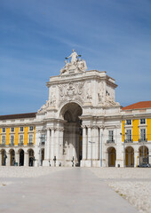 central square in Lisbon. great arch. walks in Europe. Lisbon is the capital