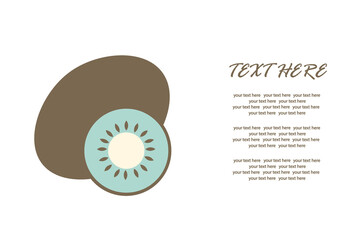 Delicious kiwi with a slice in a cut on an isolated background under the text.