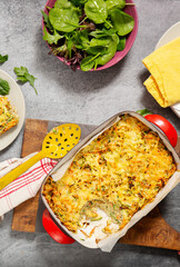 Vegetable bake with one serve removed 